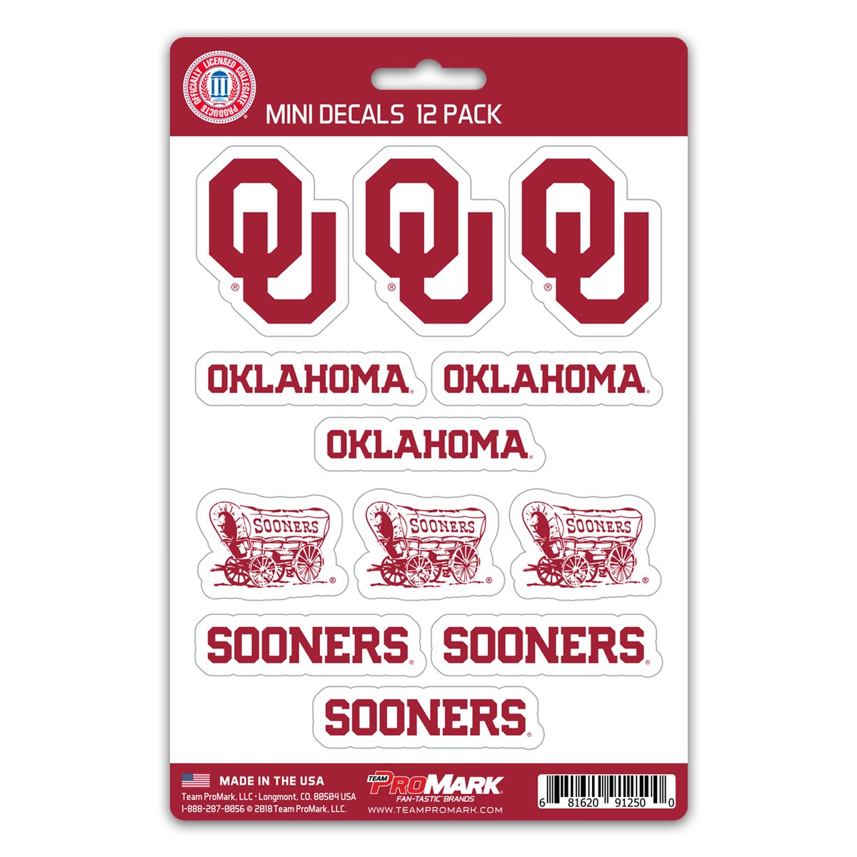 Oklahoma Sooners Mini Decals 12pk Set