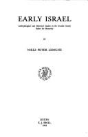 Cover of Early Israel: Anthropological and Historical Studies on the Israelite Society before the Monarchy