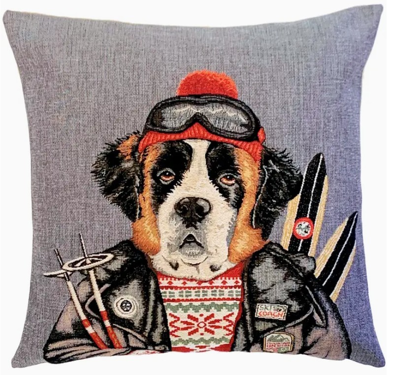 St. Bernard Dog Ski Pillow 18x18