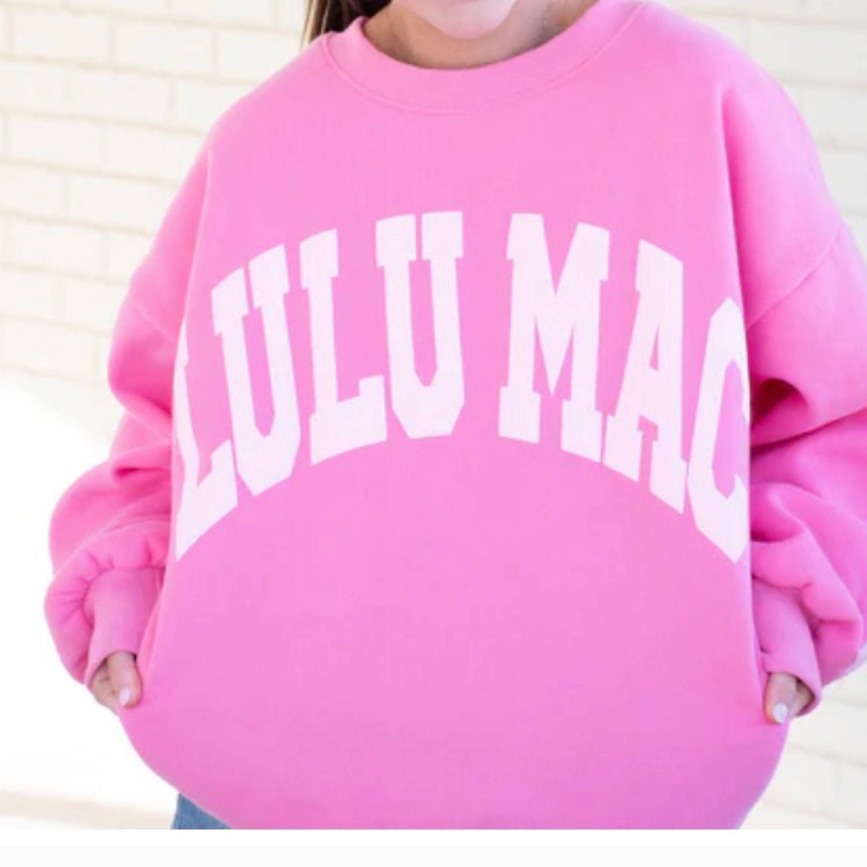 LuluMac sweatshirt pink/light pink puff — Bama Tan boutique, Tuscaloosa AL