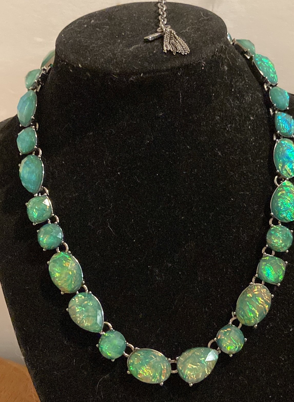 Simply Vera Wang Silver Tone Green Resin Necklace