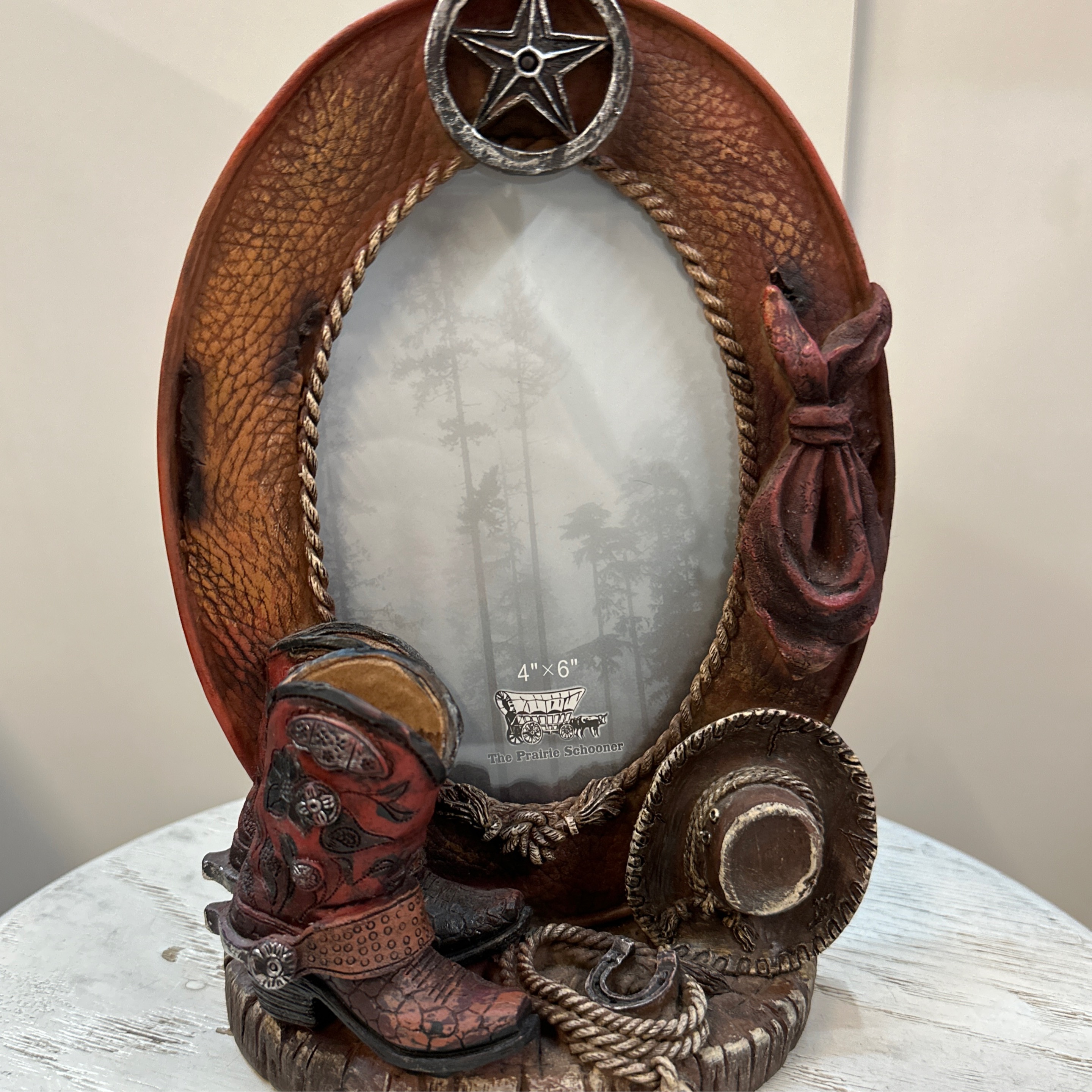8.5” 4x6 Cowboy Boots and Hat with Star Badge Photo Frame