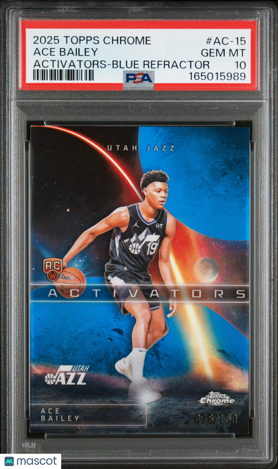 2025 Topps Chrome Activators Ace Bailey #AC-15 Blue Refractor /150 PSA 10
