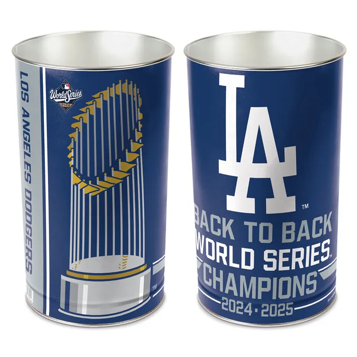 Los Angeles Dodgers 2025 World Series Champions Back to Back Wastebasket 15"