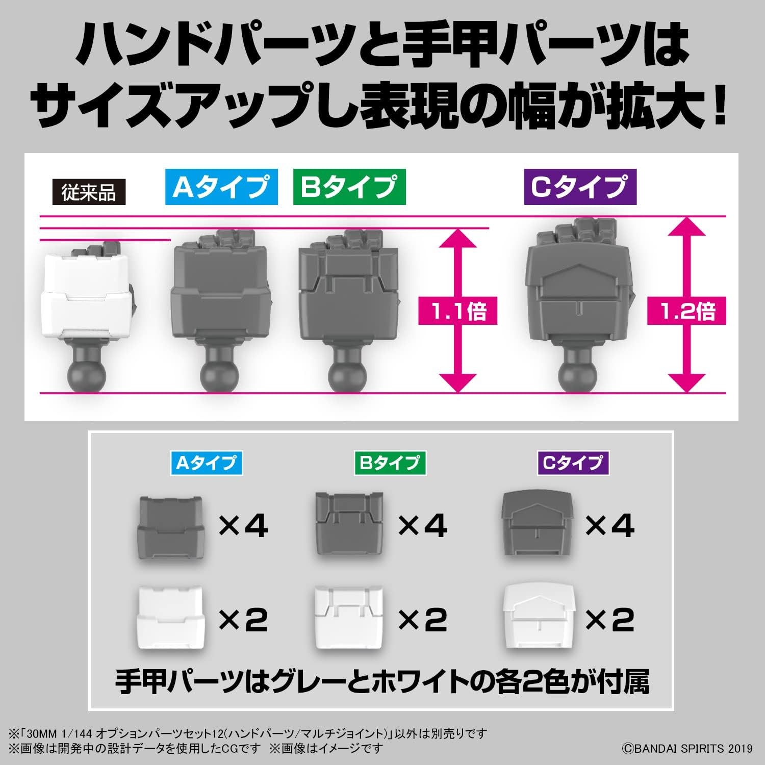 バンダイスピリッツ 30MM オプションパーツセット12 ハンドパーツ マルチジョイント 1/144スケール 色分け済みプラモデル カスタムパーツ サムネイル3