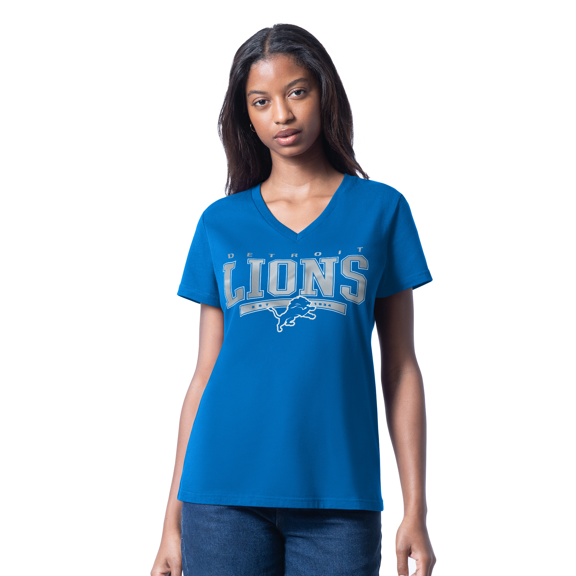 Detroit Lions Ladies Heather Light Blue g-III Endzone Shirt
