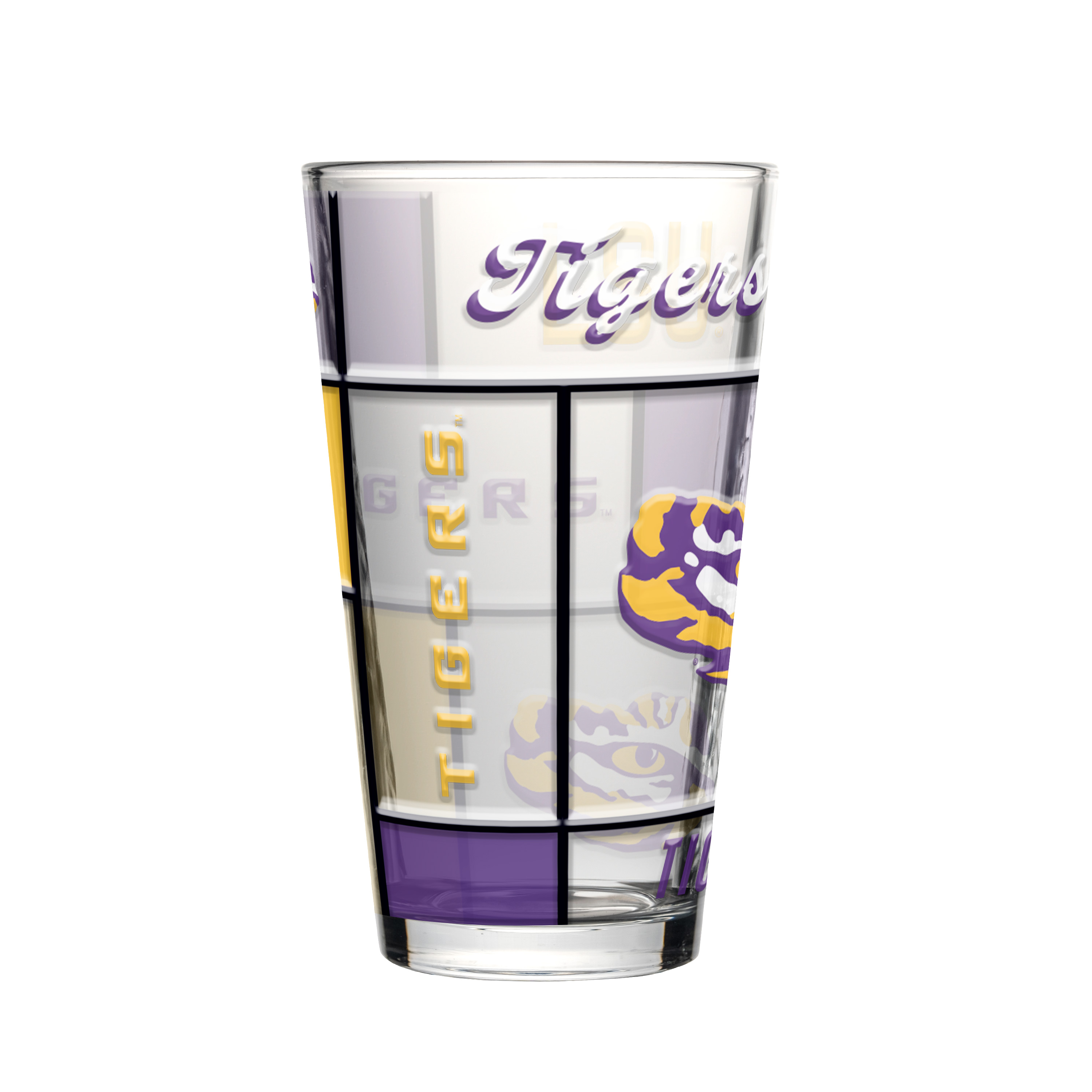 LSU Tigers Boxed Quilted Stained Pint Glass 16oz