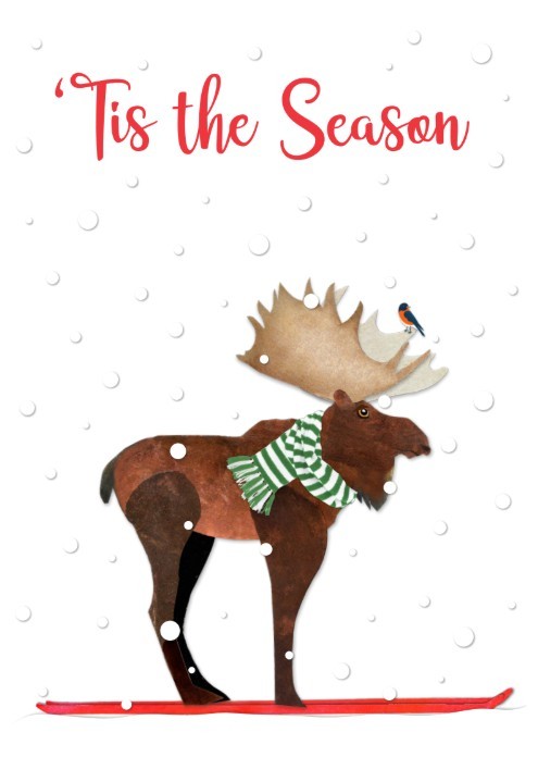 Tis the Season Ski Moose Notecard