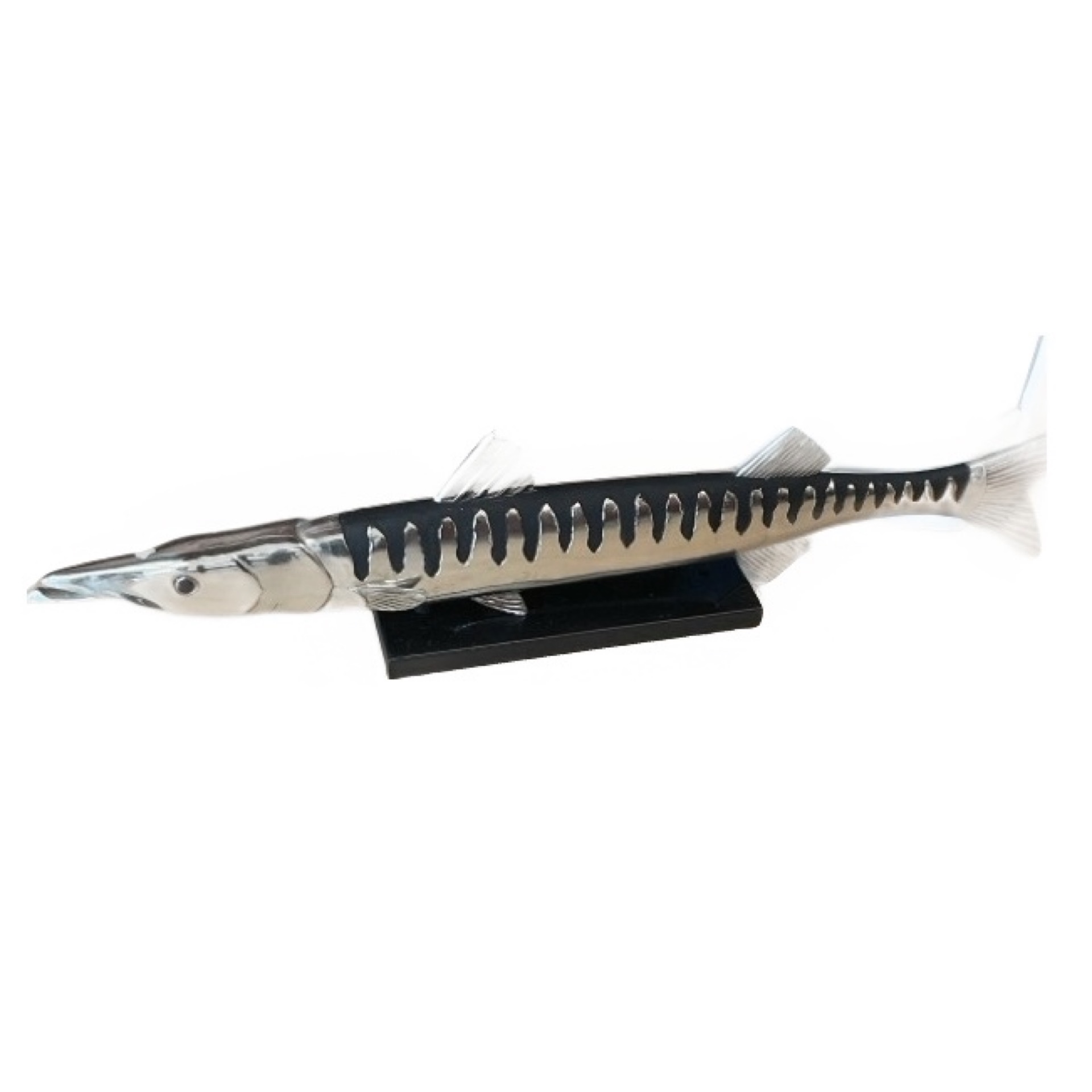 Silver tone barracuda fish decor