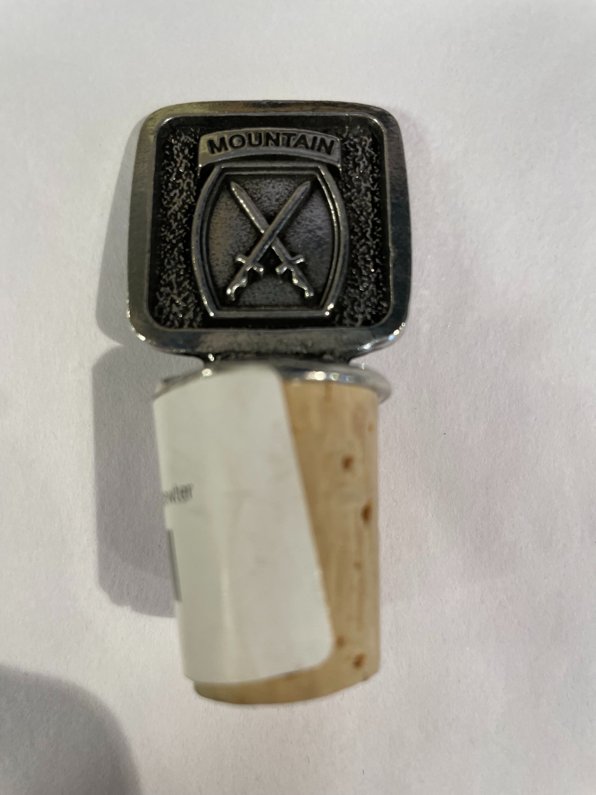 10th Mountain Division Pewter Bottle Stopper