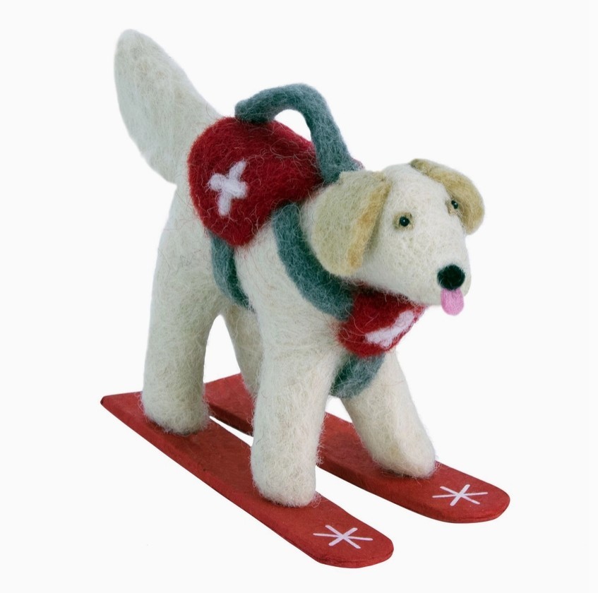 Skiing Avalanche Rescue Dog Retreiver Ornament
