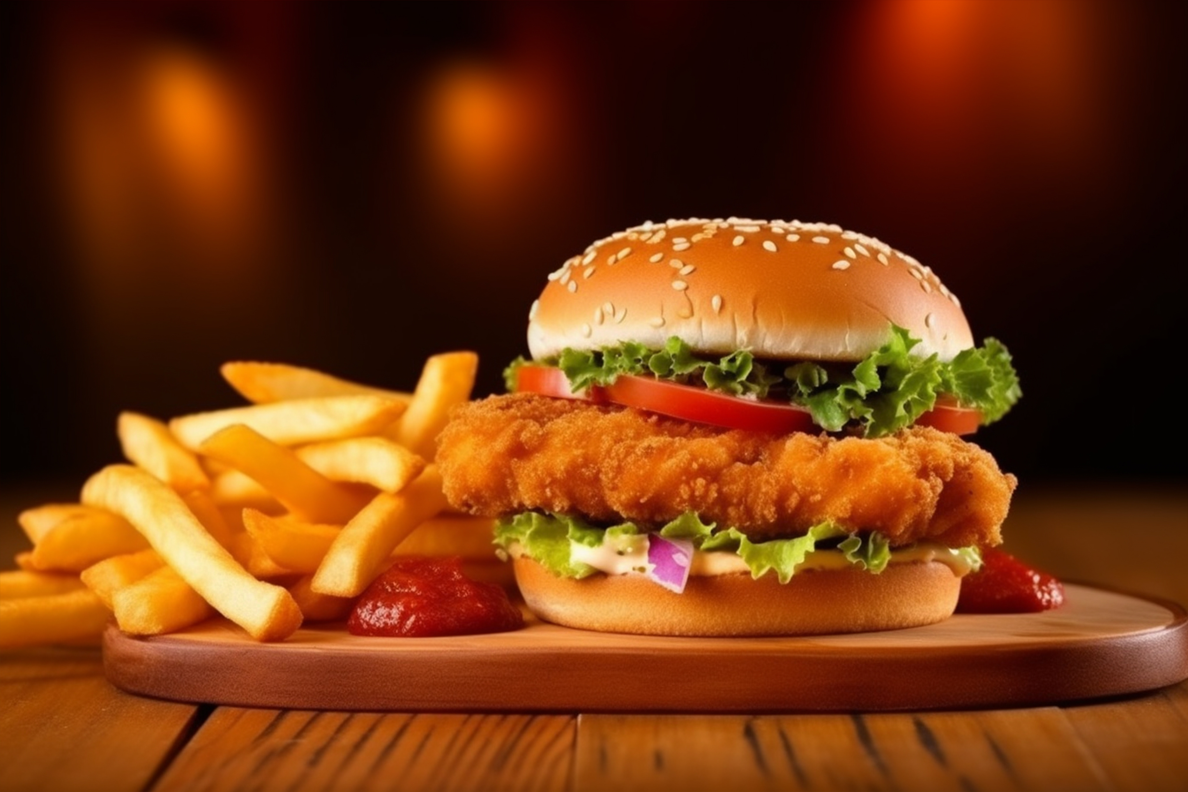 CHICKEN CHEESE & BACON BURGER