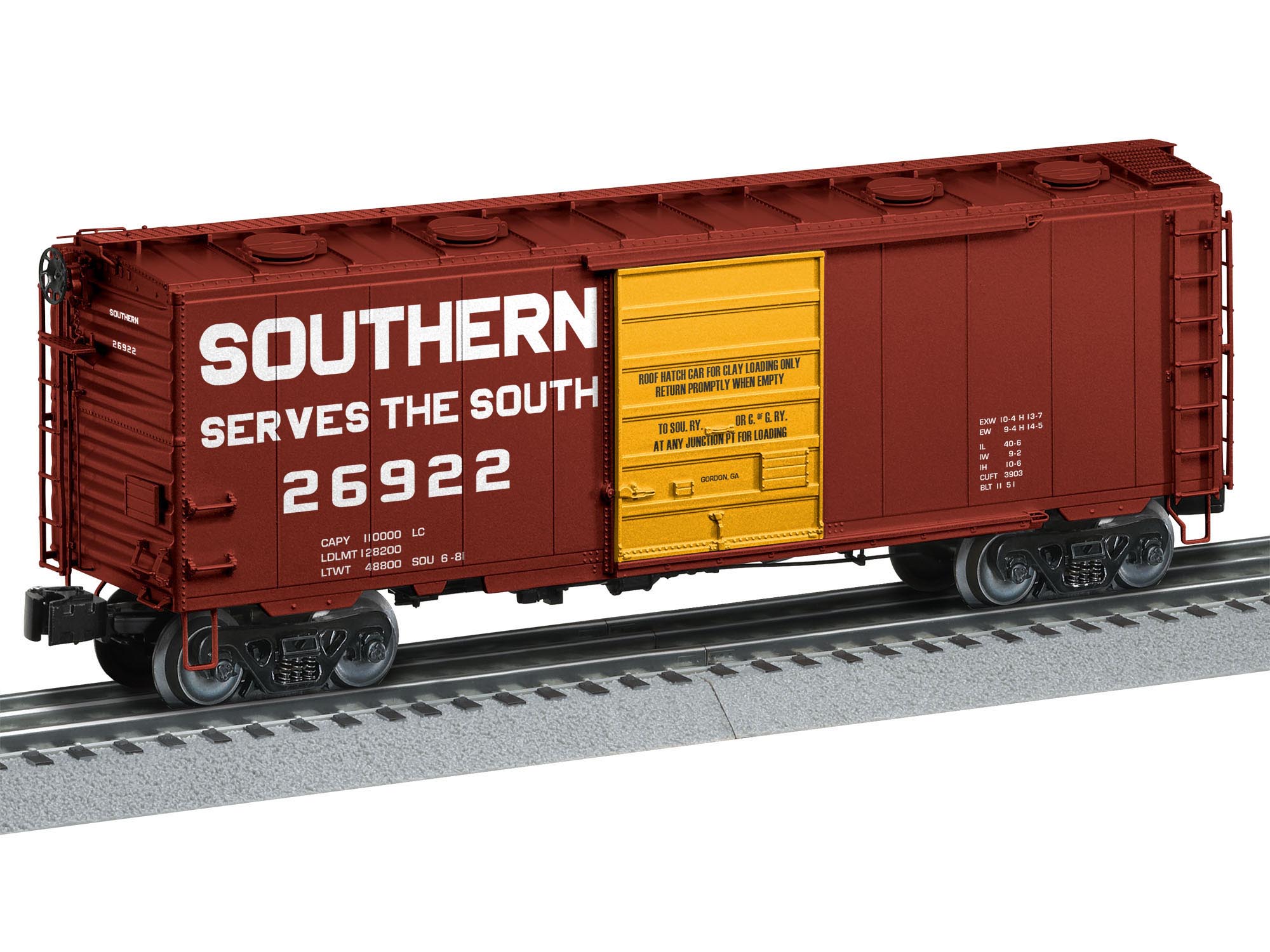 Lionel 2126101 Southern Roof-hatch O Scale Boxcar #26922