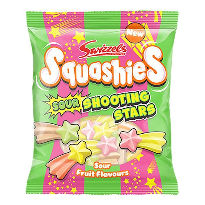 Swizzels Squashies Sour Shooting Stars 100g 12 ct
