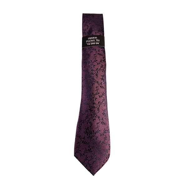Purple Black Vine Hidden Pocket Tie