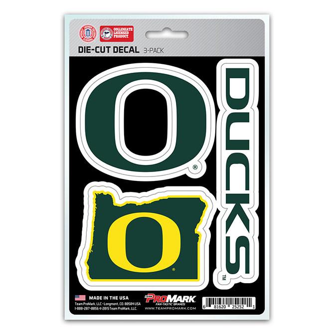 Oregon Ducks Die Cut Team Decals 3pk