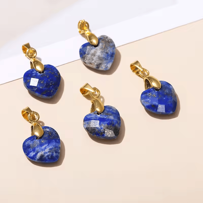 Pendentif Cœur Facetté en Lapis lazuli 12x5mm — stock Valence