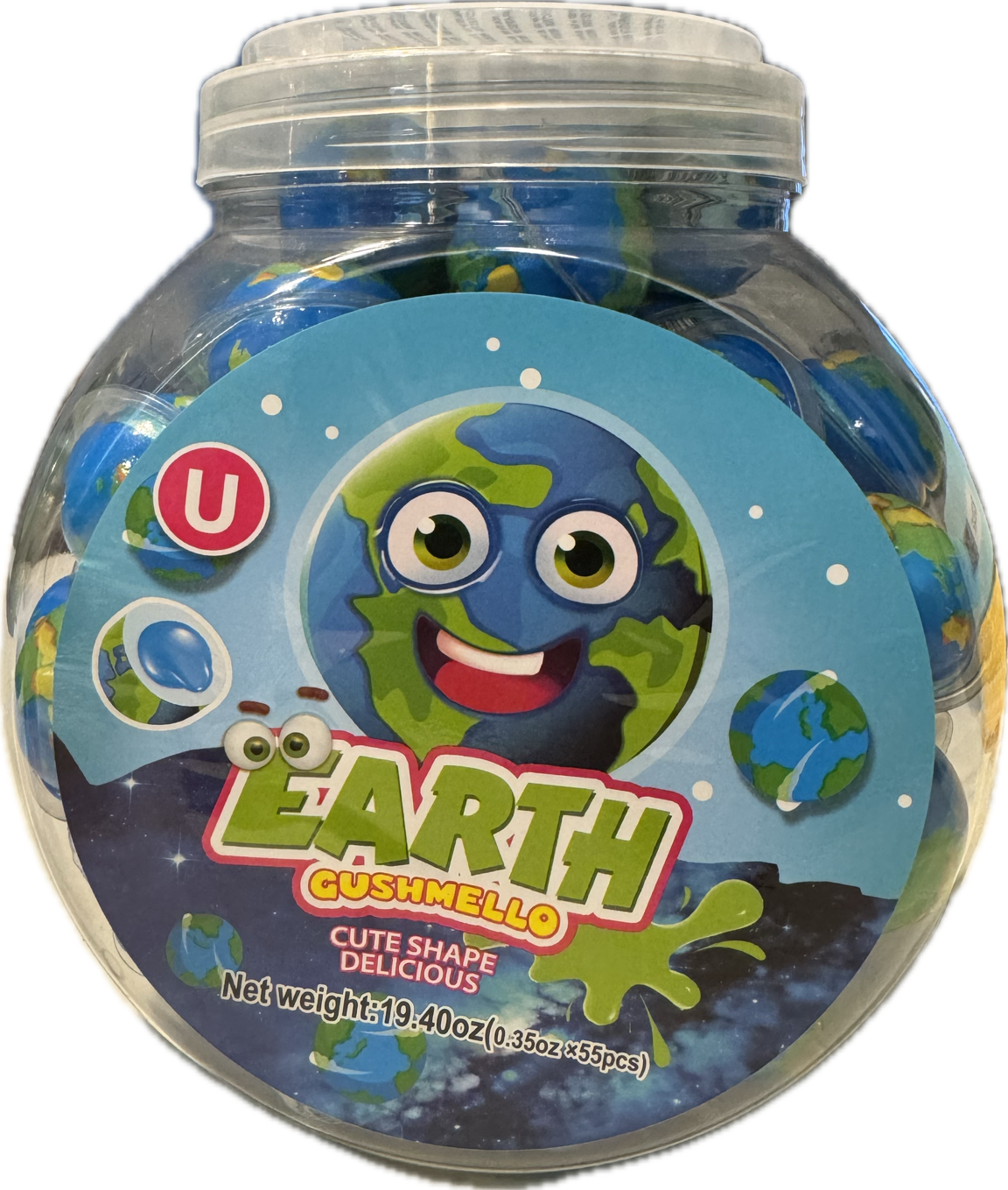 Gushmello Liquid Filled Planet Earth Candy Jar 55 ct