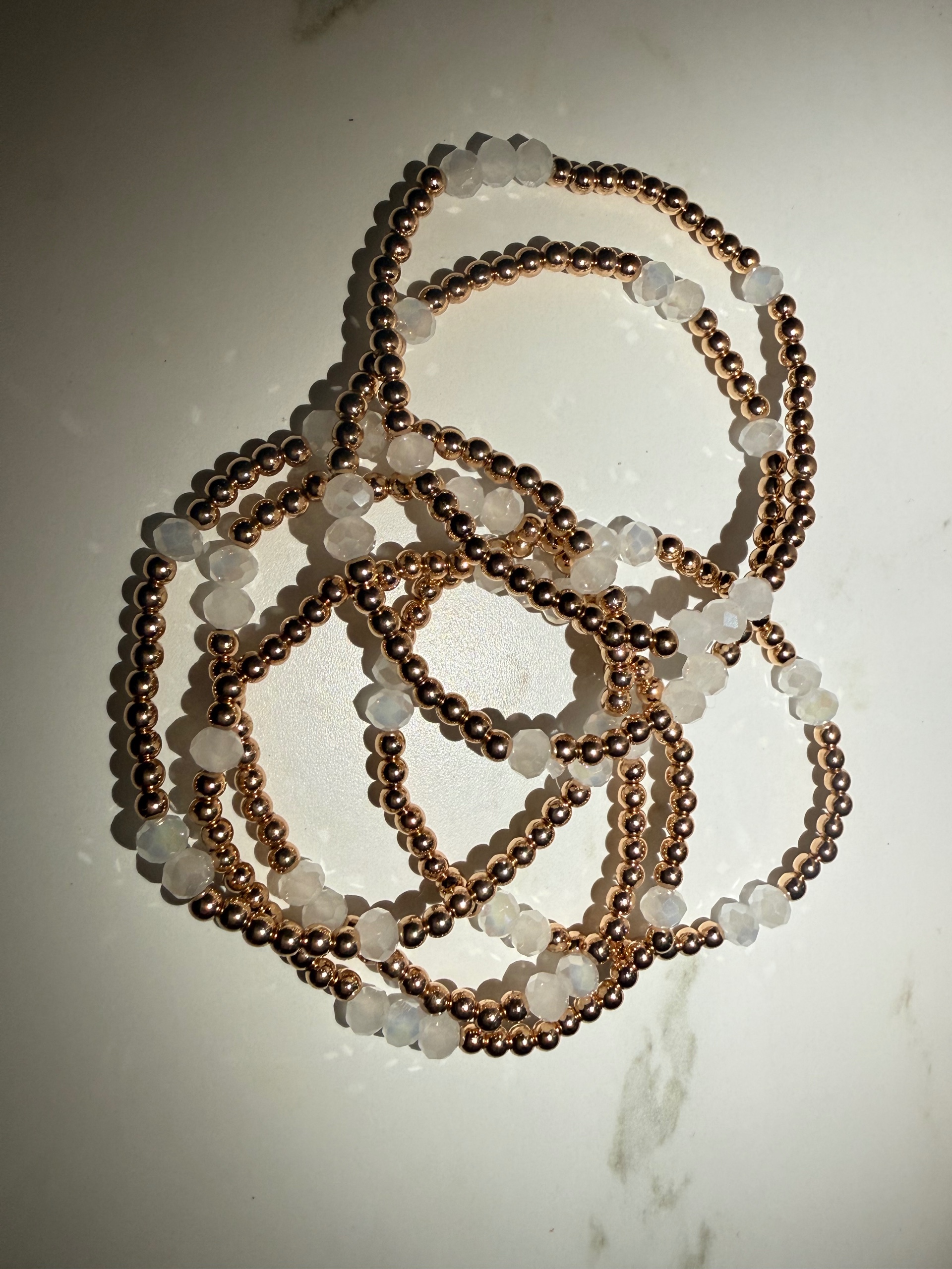 Gold & White Accent Six Piece Bracelet Set