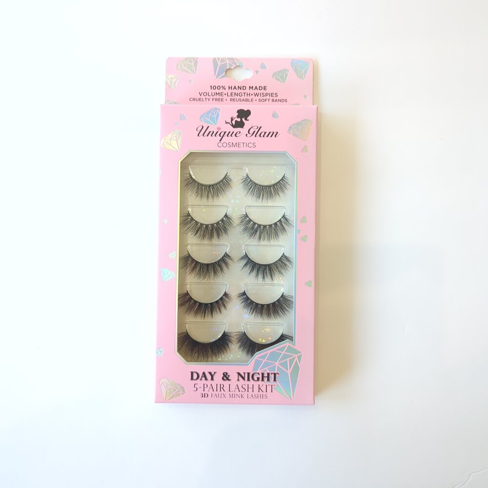 Unique Glam Cosmetics Day & Night 5-Pair Lash Kit