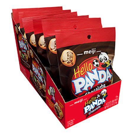 Meiji Hello Panda Bite Size Chocolate 6 Count 2.2 Ounce Bags Tray