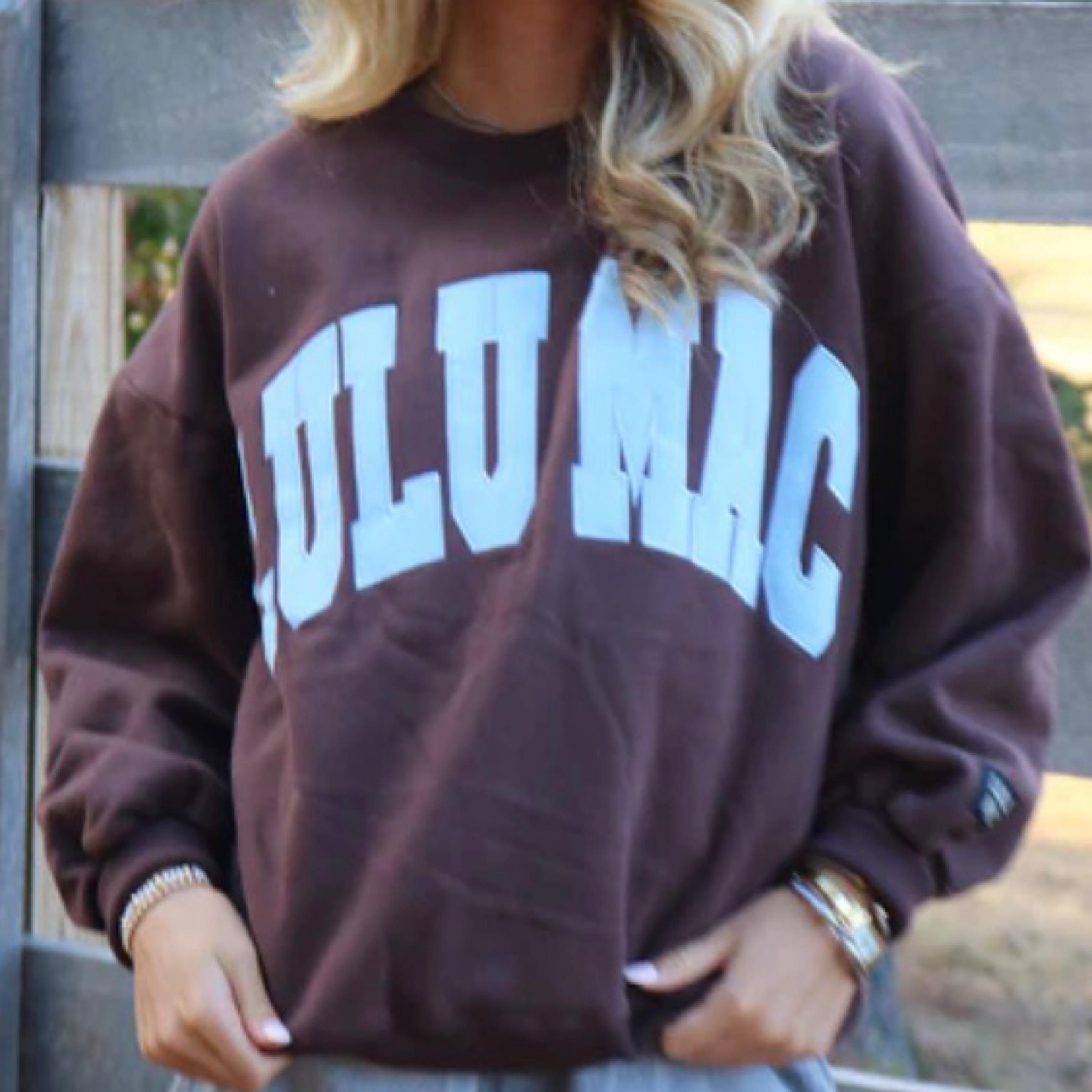 LuluMac sweatshirt brown/light blue — Bama Tan boutique, Tuscaloosa AL