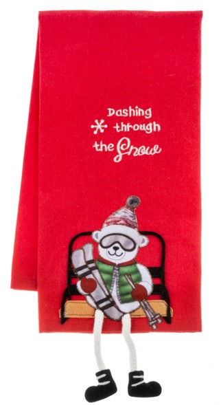 Skier Dangle Leg Tea Towel
