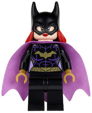 sh0092 Batgirl - Minifigure, Black Suit, Lavender Cape