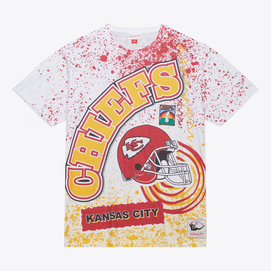 Kansas City Chiefs Retro Team Burst Sublimated Mitchell and Ness Shirt