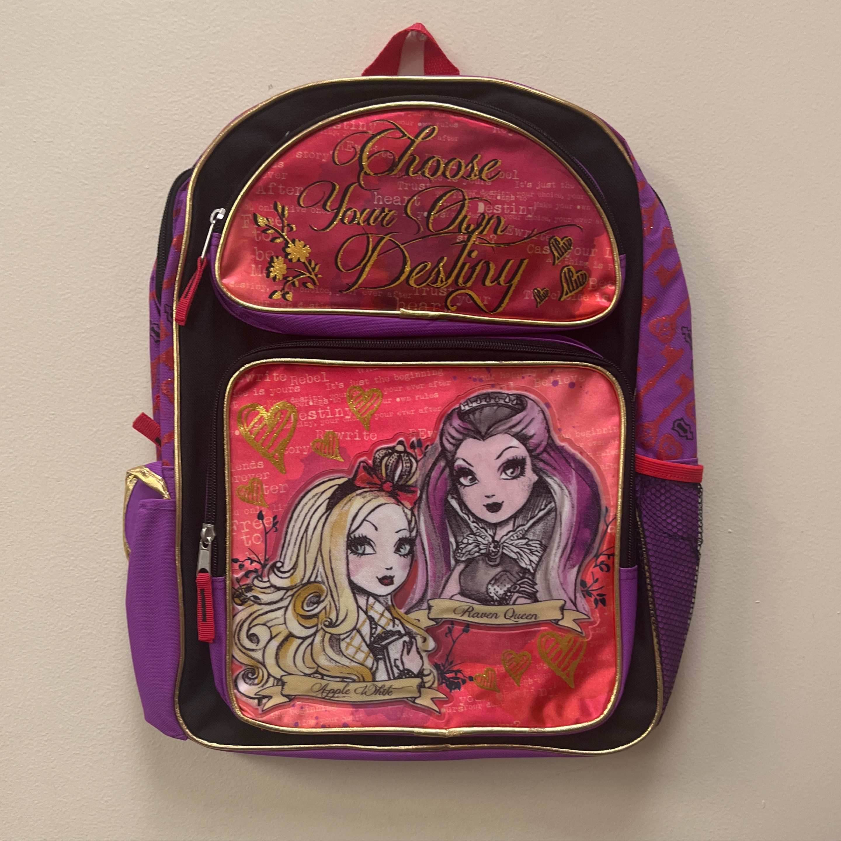 Full Size Purple Monster High Choose Your Own Destiny Ever After High Backpack