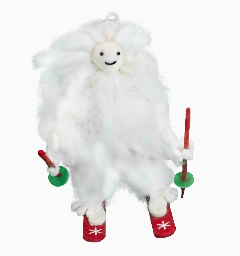 Skiing Yeti Ornament
