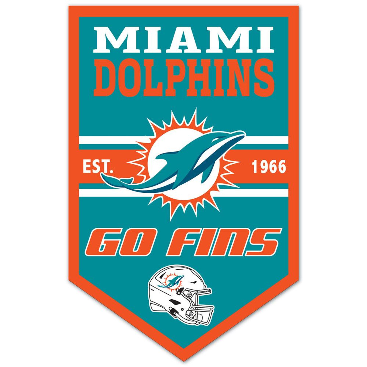 Miami Dolphins Chevron Wood Banner Sign 11x17"