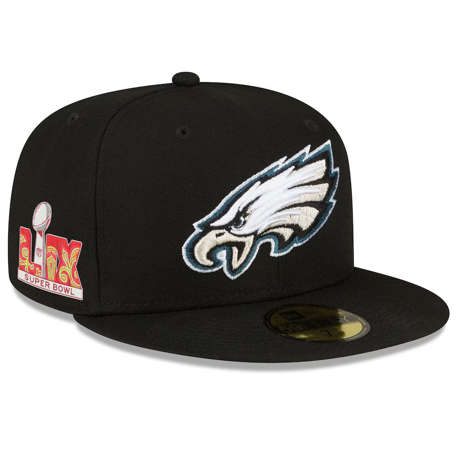 Philadelphia Eagles Black Super Bowl LIX New Era 59FIFTY Hat
