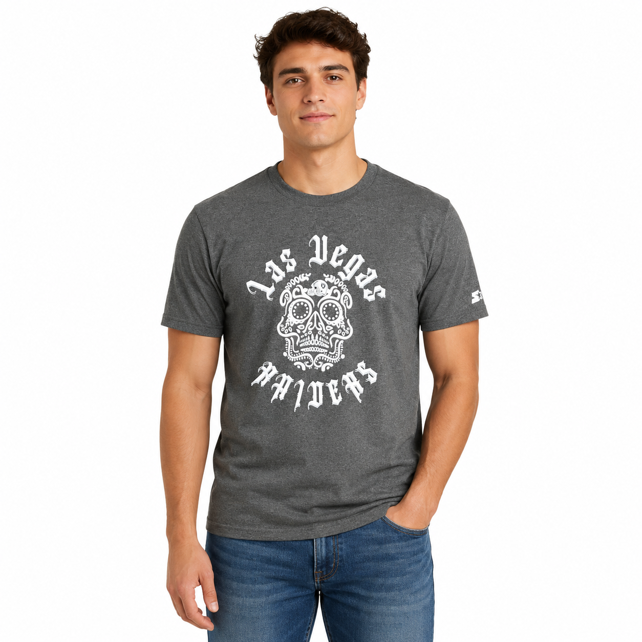 Las Vegas Raiders Charcoal Grey Tri-Blend Starter Skull Shirt