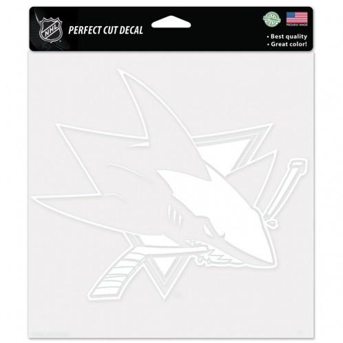 San Jose Sharks White Perfect Cut Decal 8x8"