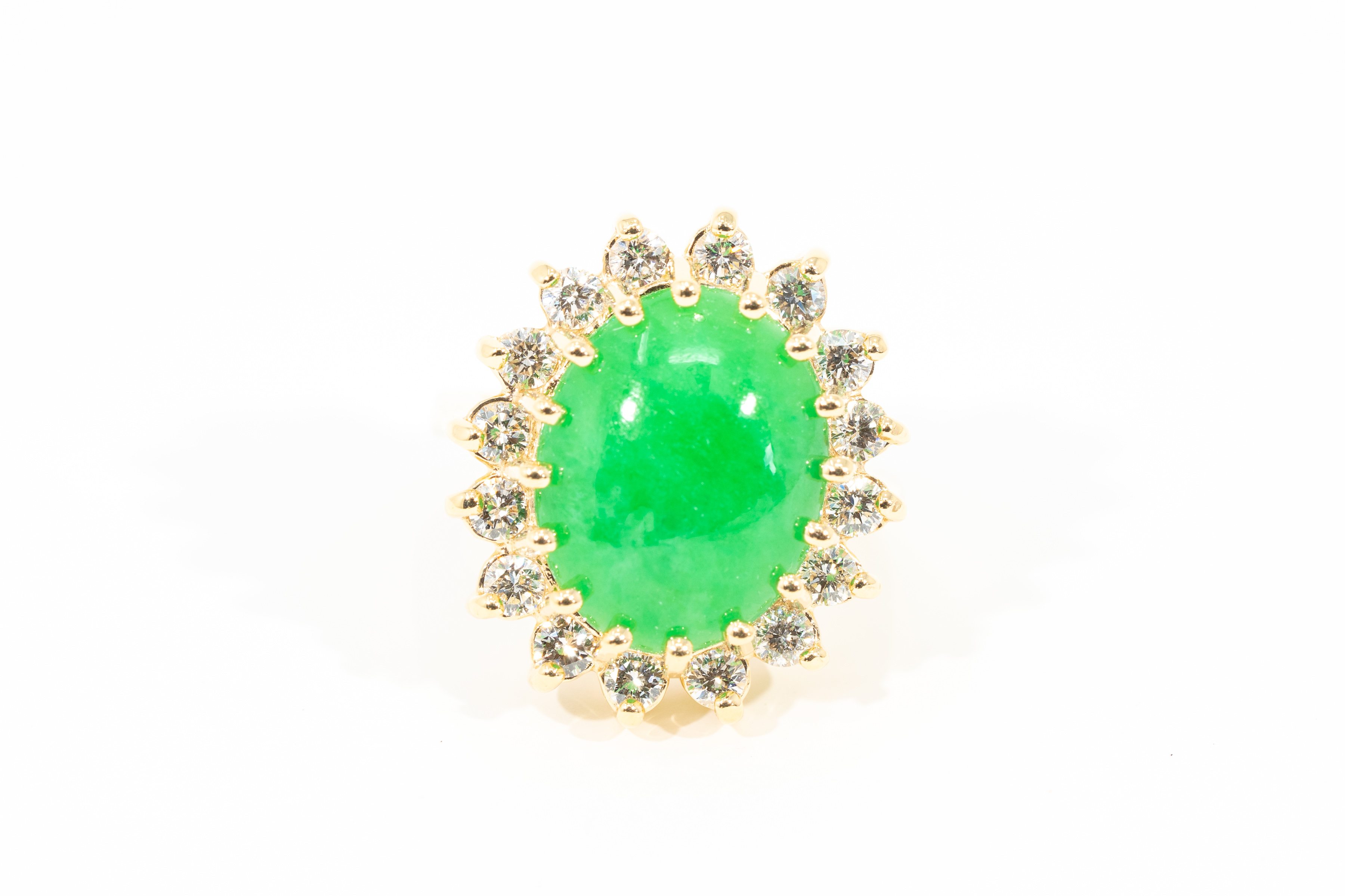 Green Sunset 14K Yellow Gold Green Jade Ring