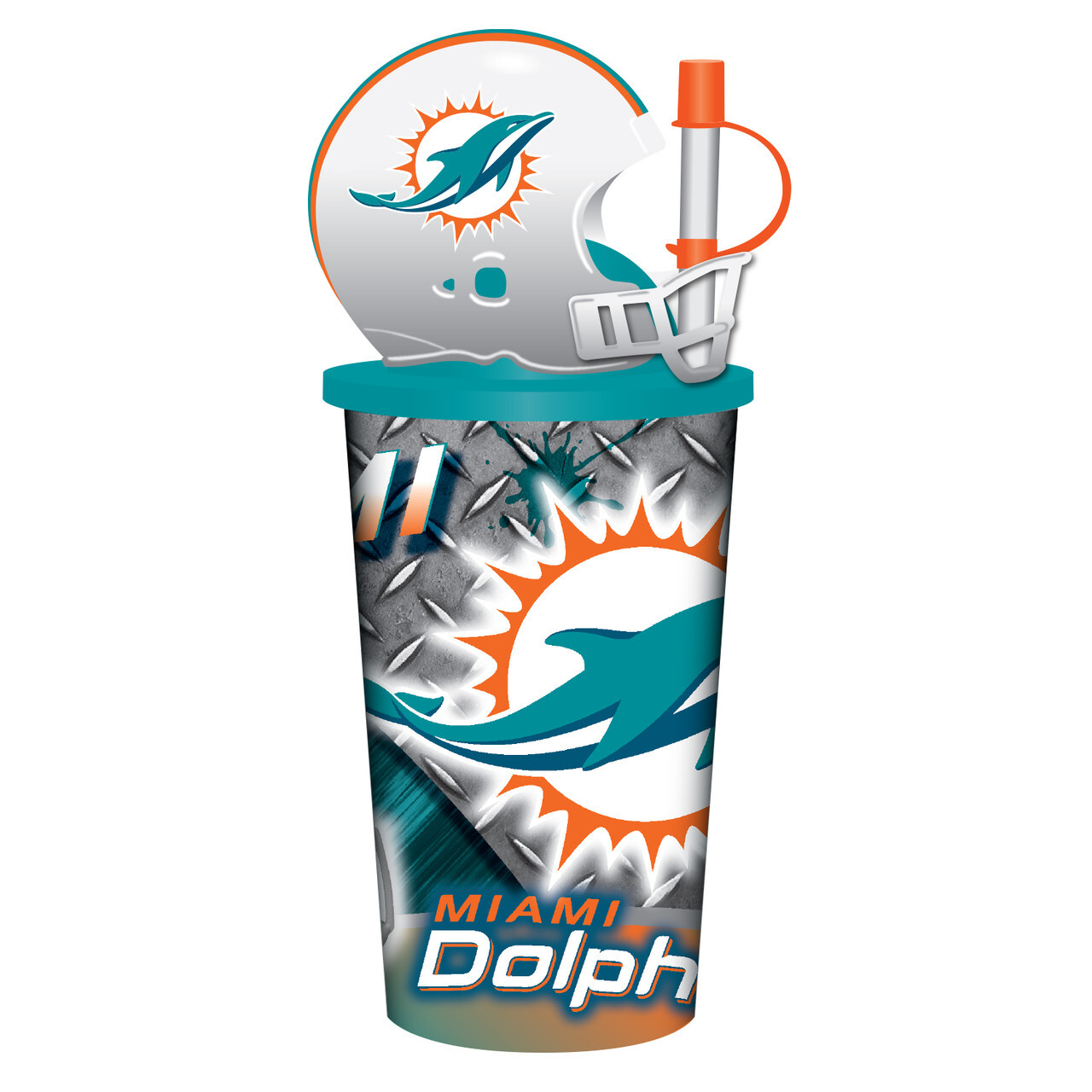 Miami Dolphins Helmet Cup with Straw 32oz