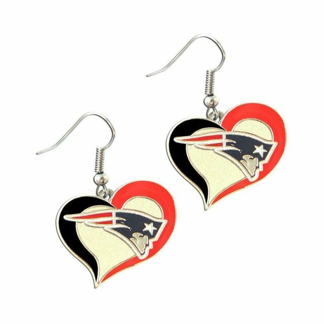 New England Patriots Heart Shaped Earrings