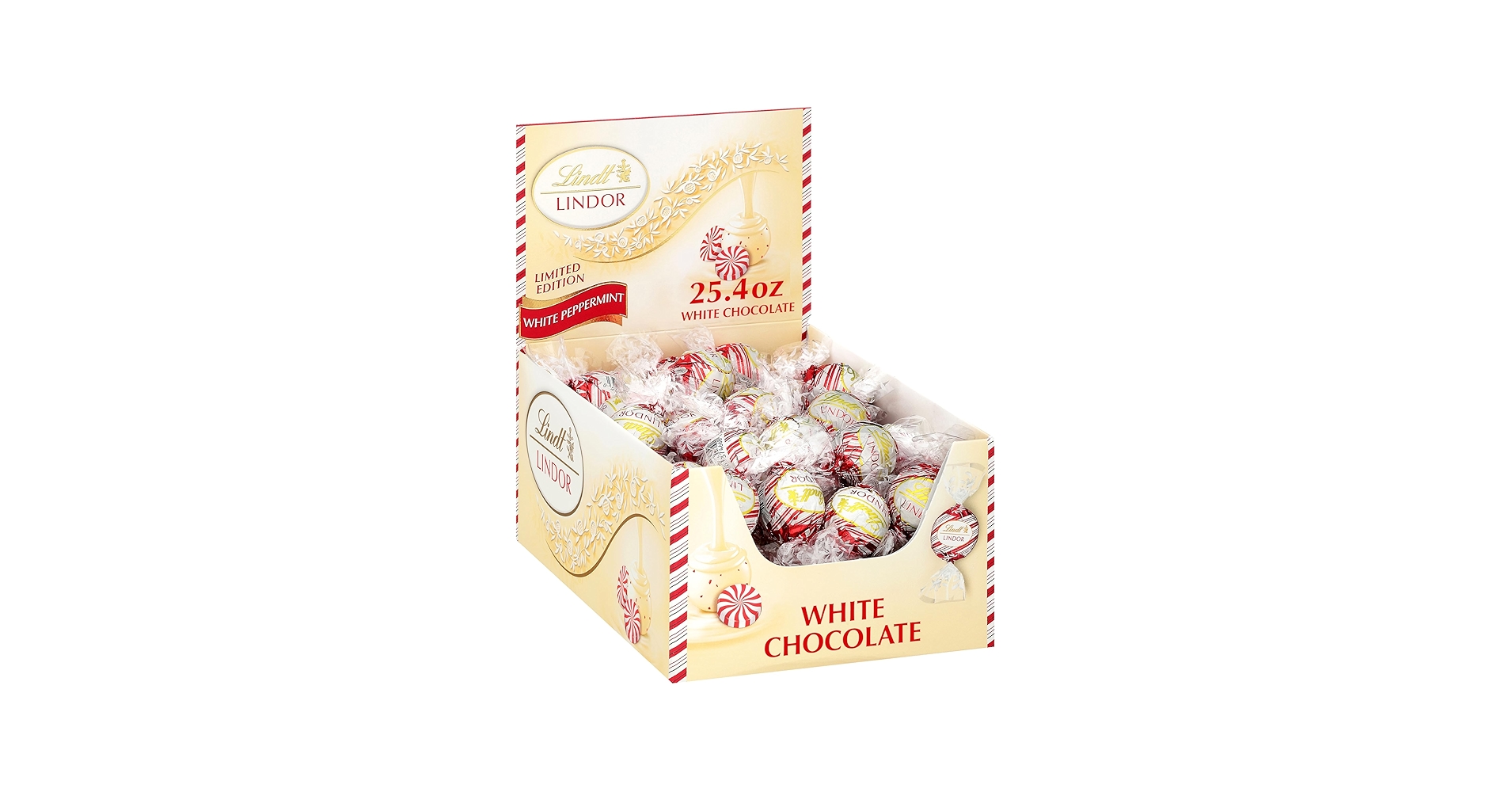 Lindor Christmas Truffles White Chocolate Peppermint 60 ct