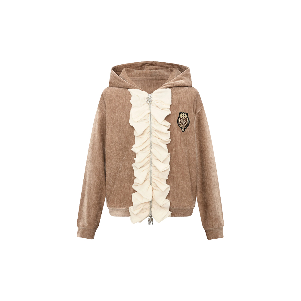 BIRTH OF ROYAL CHILD (Brown Ruffled Velvet Sweater)