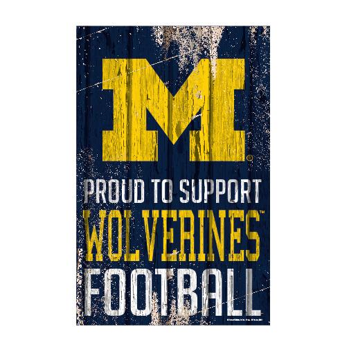 Michigan Wolverines Proud to Support Wooden Sign 11x17"