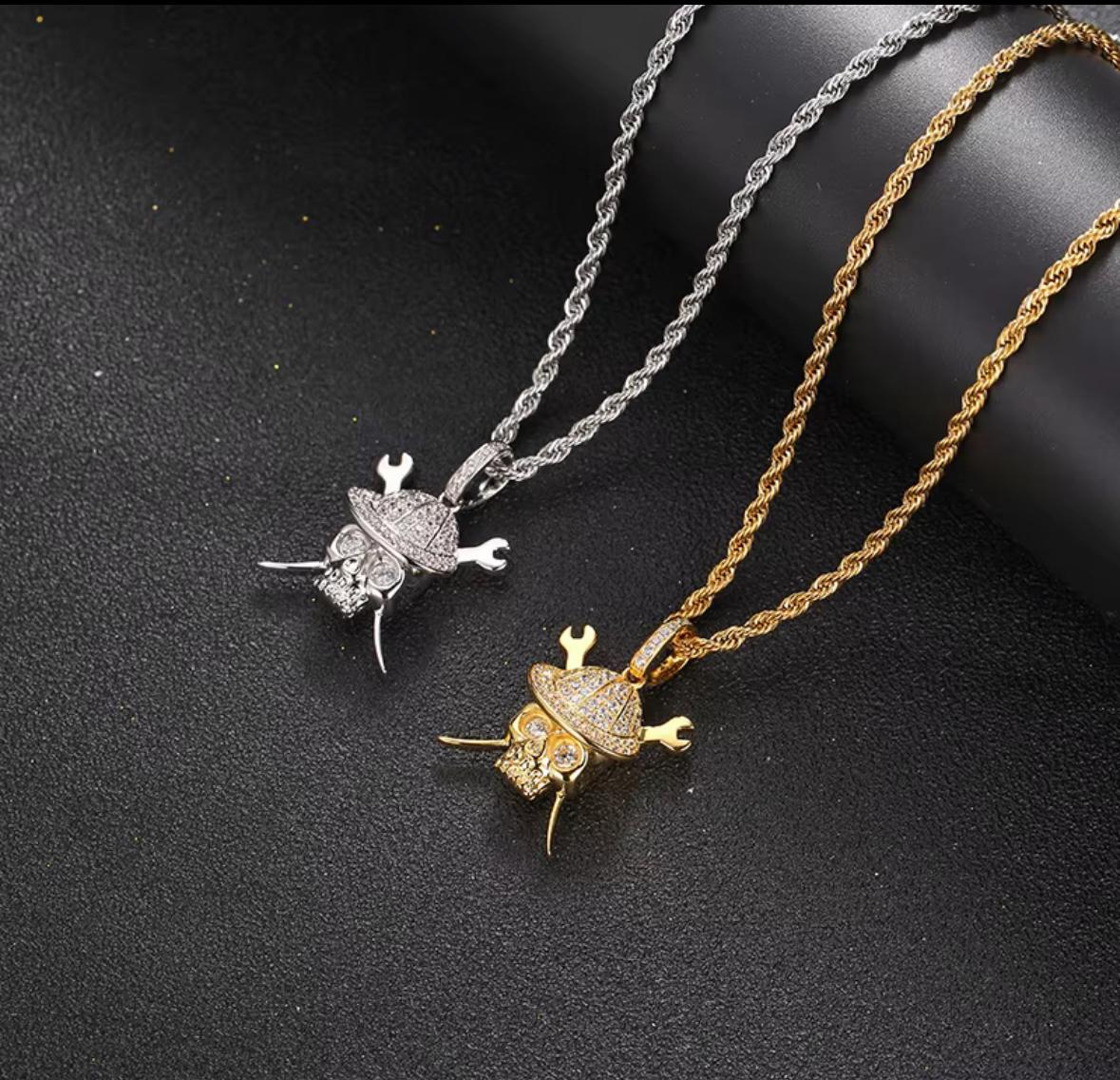 Samurai Skull Pendant Necklace, image 2