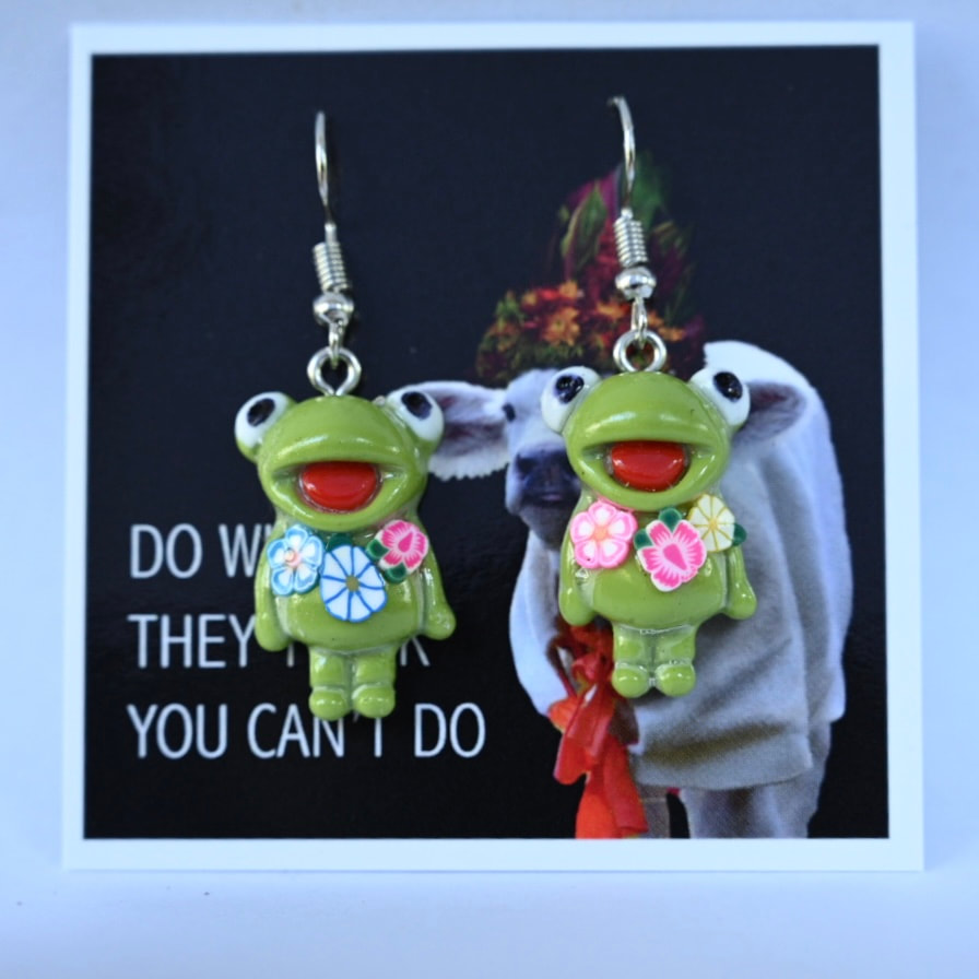 Frog Flower Earrings