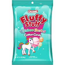 Fluffy Stuff Rainbow Sherbert 2.1 Oz Cotton Candy Single Bag