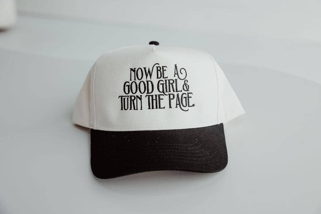 Turn The Page Vintage Embroidered Hat : Black