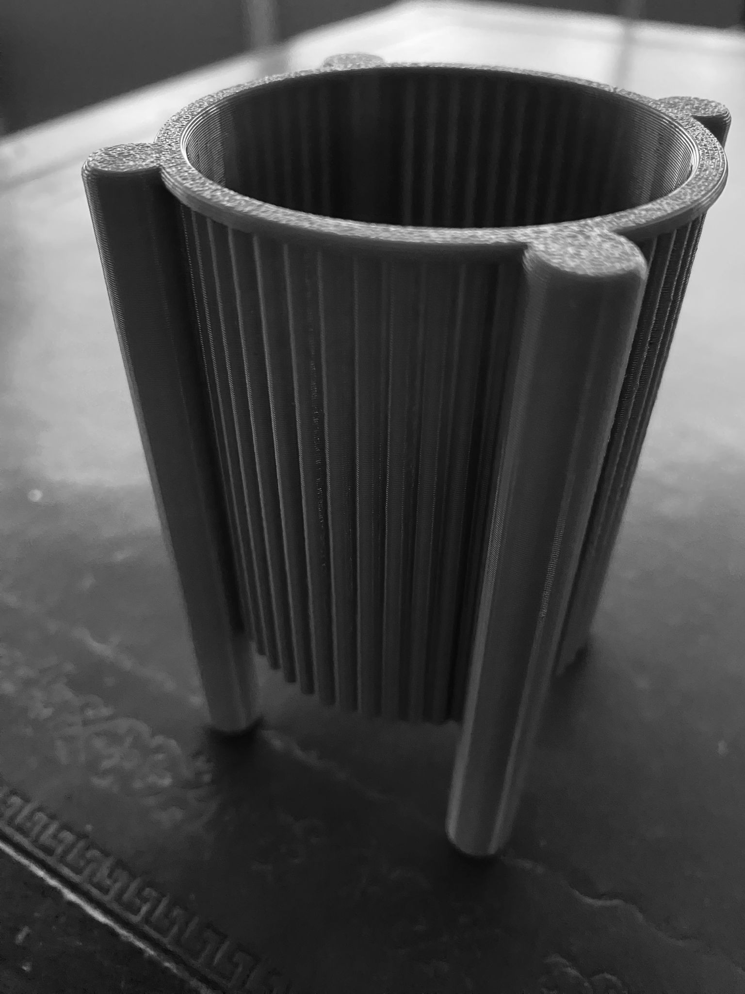 Ribbed Round Mid Century Planter with feet