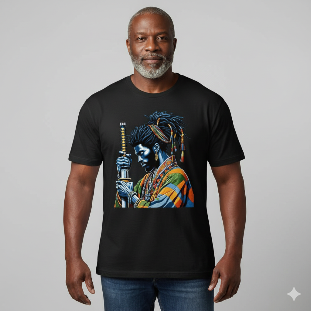 Afro American Samurai Bushido Anime Art Design T-Shirt