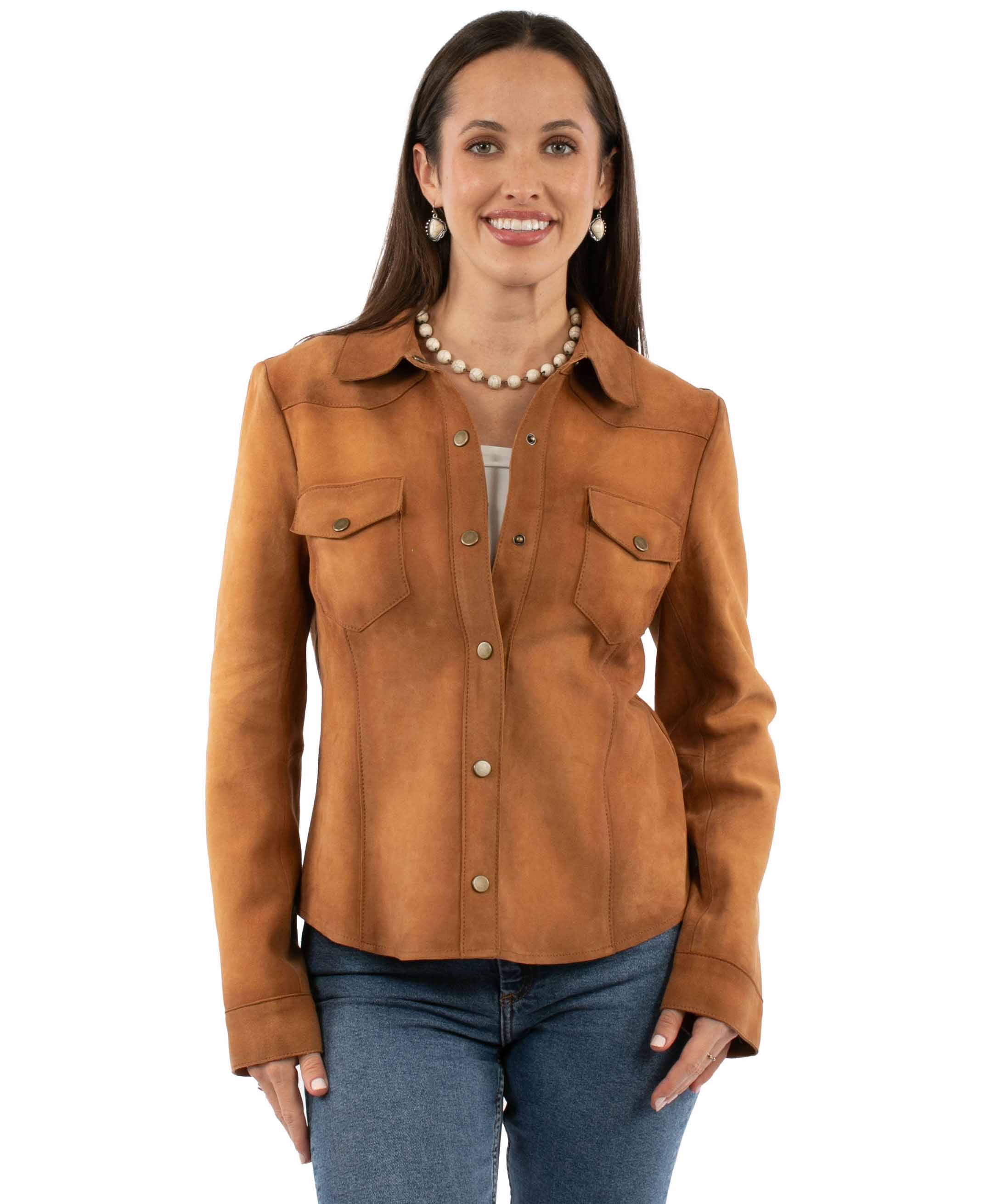 Ladies Shirt Jacket Vertical Stitching