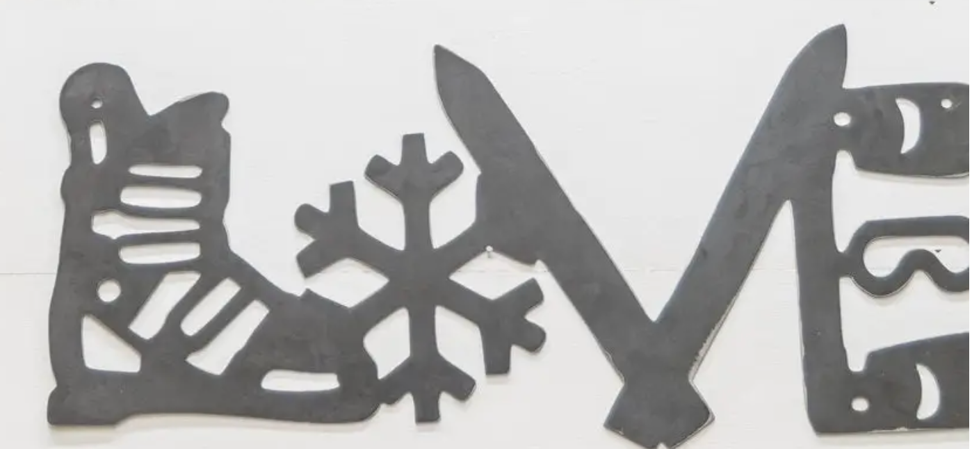 Metal Love Ski sign