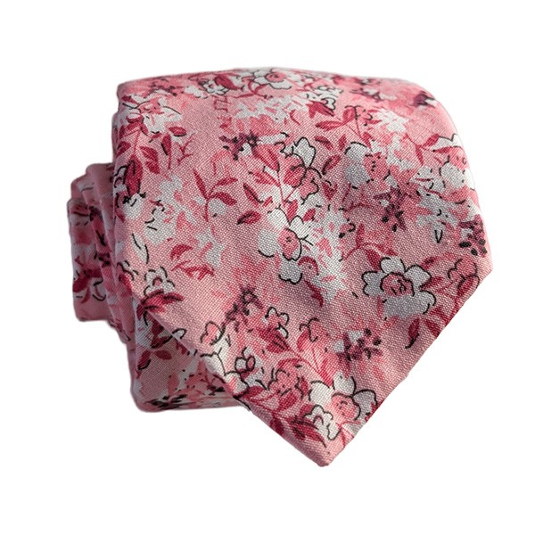 Pink White Floral Hidden Pocket Tie